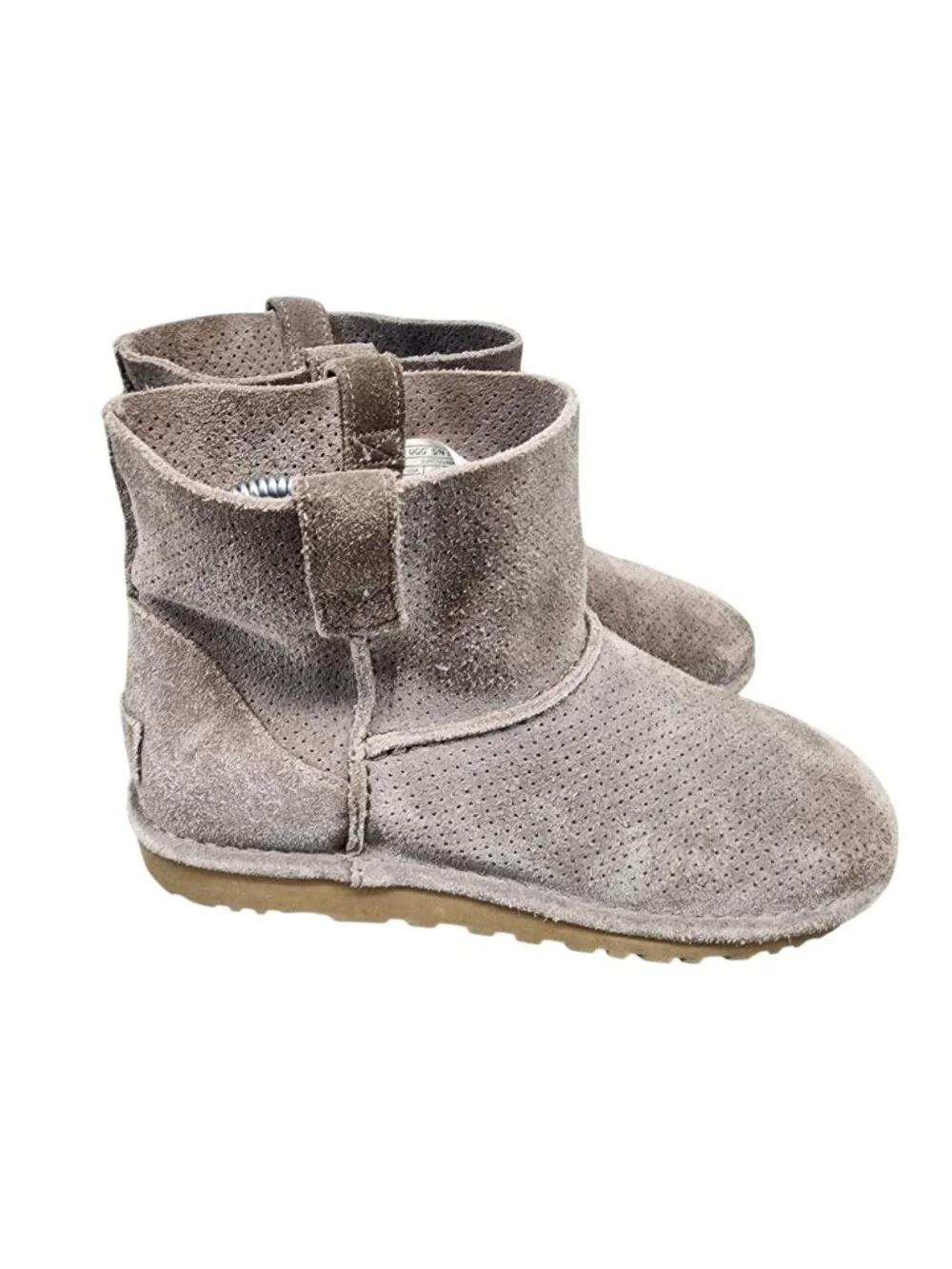 Ugg Shoes Womens Size 6 Gray Classic Unlined Mini Suede Perforated Boots *Read*